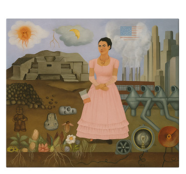 Frida Khalo at the border canvas art - TenStickers