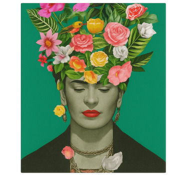 Tableau art frida kahlo fleurs colorées - TenStickers