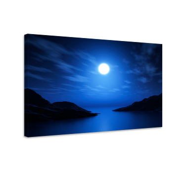 Cuadro azul escena nocturna lunar - TenVinilo