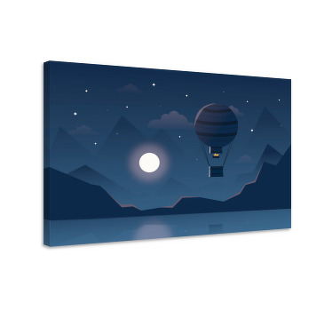 Cuadro azul aventura nocturna en globo - TenVinilo