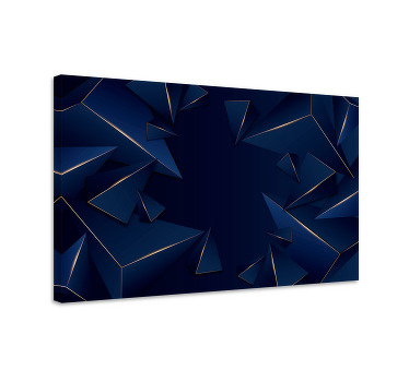 Cuadro azul con patrón geométrico azul y dorado - TenVinilo