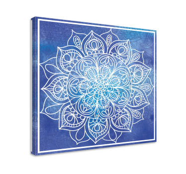 Cuadro azul mandala azul dibujado a mano - TenVinilo