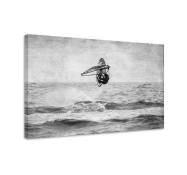 Cuadro gris windsurf en blanco y negro - TenVinilo