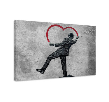 Cuadro gris graffiti de banksy en la pared - TenVinilo