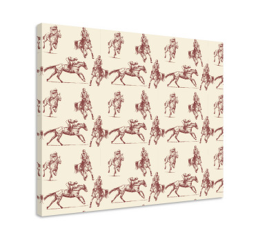 Paarden schilderij op canvas beige en bruine paardenpatroon - TenStickers