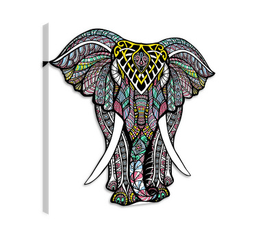 Canvas schilderij olifant mandala vinyltapijt - TenStickers