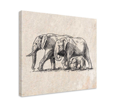 Canvas schilderij olifant schets van olifanten - TenStickers