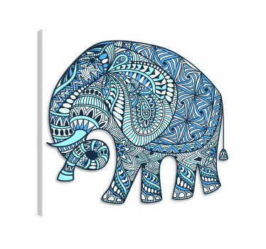 Canvas schilderij olifant mandala met bloem - TenStickers