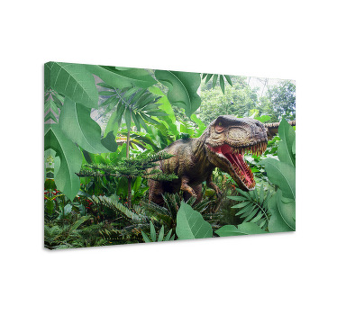 Canvas schilderij dinosaurus t rex muurschildering - TenStickers