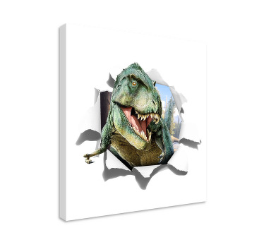 Canvas schilderij dinosaurus 3d boze t-rex - TenStickers