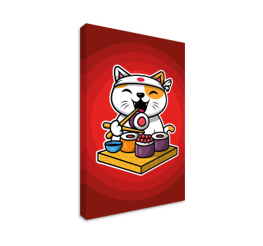 Szeretnivaló macska sushi evés vászon macskák - TenStickers