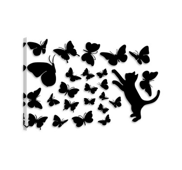 Cuadro de gatos mariposas y gato cazando - TenVinilo
