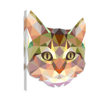 Cuadro de gatos vinilo decorativo cara de gato geométrico - TenVinilo