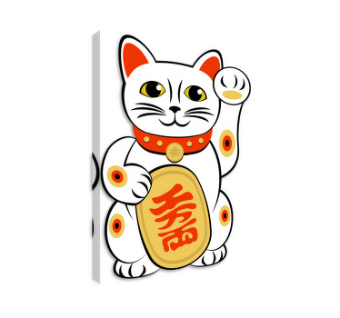 Cuadro de gatos vinilo decorativo gato chino - TenVinilo