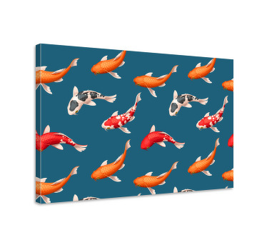Wandbild fische koi-fisch-muster blauer hintergrund - TenStickers