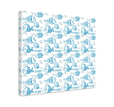 Wandbild fische mit blauen fischen auf weißem hintergrund - TenStickers