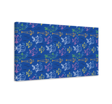 Wandbild fische meeresbewohner auf blauem hintergrund - TenStickers