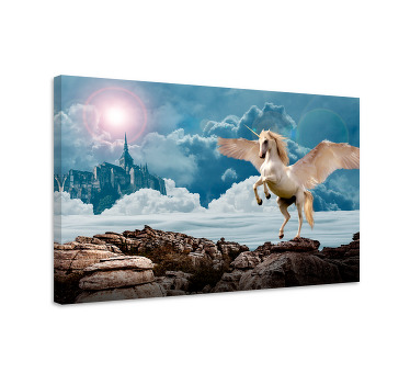 Tableau licorne licorne intrépide dans le brouillard - TenStickers