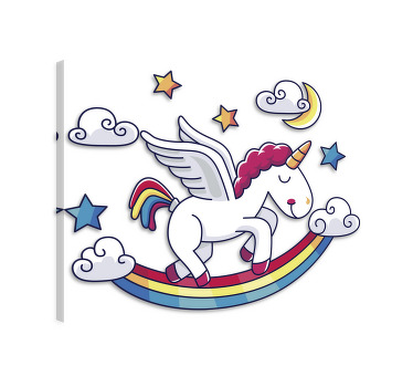 Tableau licorne autocollant mural arc-en-ciel - TenStickers