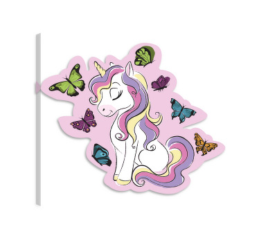 Tableau licorne avec papillons multicolores magique - TenStickers