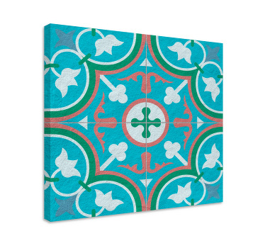 Blue canvas print blue hydraulic tile design - TenStickers