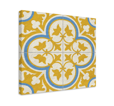 Yellow canvas print yellow hydraulic tile - TenStickers