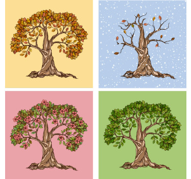 a wonderful four seasons canvas wall art with tree illustrations of every season of this year to decorate any room in your house.
