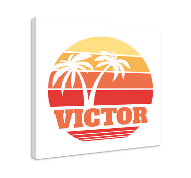 Retro Sunset with your name personalised canvas - TenStickers