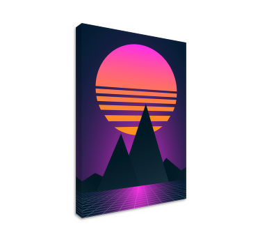 Tableau vintage coucher de soleil synthwave - TenStickers