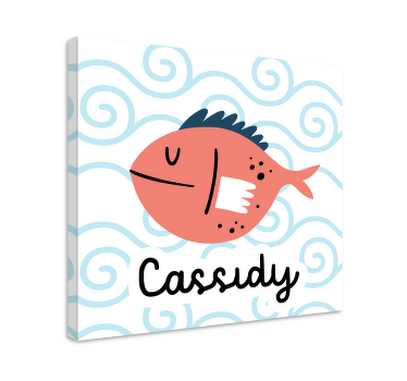 smiling fish with name personalised canvas - TenStickers