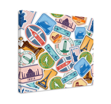 Tableau villes et pays collage de monuments mondiaux - TenStickers