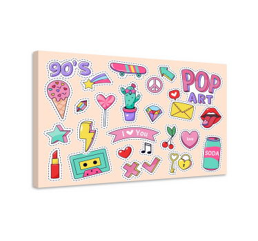 Retro Pop Stickers canvas print - TenStickers