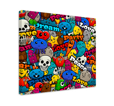 Funky Character Collage canvas print - TenStickers