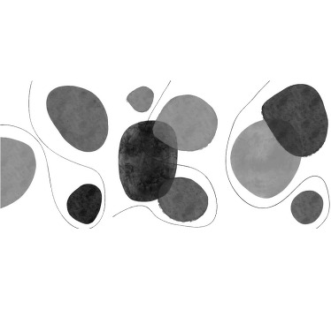 Nordic canvas print which features a pattern of greyscale abstract shapes surrounded by lines. Sign up for 10% off. High quality.