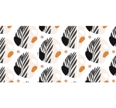 Nordic canvas print which features a pattern of abstract shapes coloured in black, orange, brown, grey and white. Discounts available.