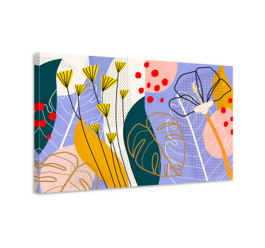 Leinwandbild abstrakt Bunte blumen und blätter - TenStickers