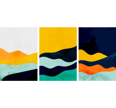 A triptych abstract canvas wall art with many different colors to decorate your walls and give your house an original and fantastic look.