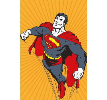 Canvas print with a superman. It presents the superhero on a yellow retro background. Easy to hang. Made of high quality materials.