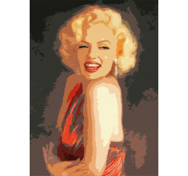 Canvas print Marlyn Monroe. It presents the actress smiling and wearing a red dress. Made of high quality material. Easy to hang or clean.