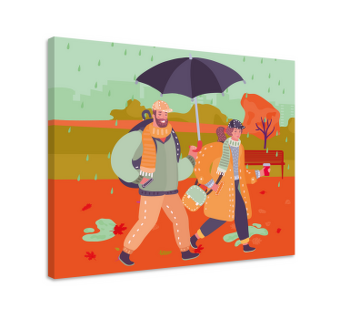 Quadro 3D Amantes 3d na chuva - TenStickers