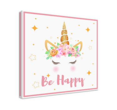 Tableau Phrase de licornes être heureux - TenStickers