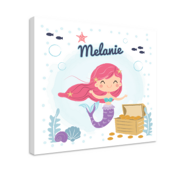 Quadro infantil Bebe de sirena con nombre - TenStickers