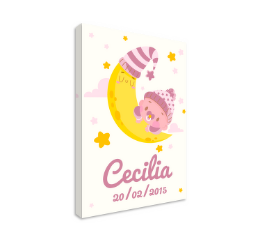 Bebe nombre y datos nursery canvas - TenStickers
