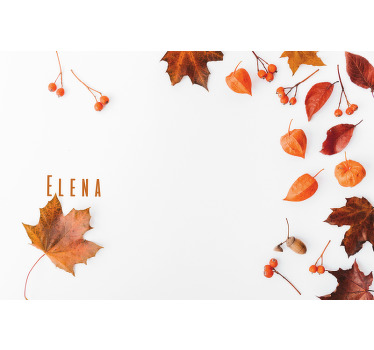 Personalised plant canvas which features an image of various Autumn leaves and berries with the option to add your name amongst them.
