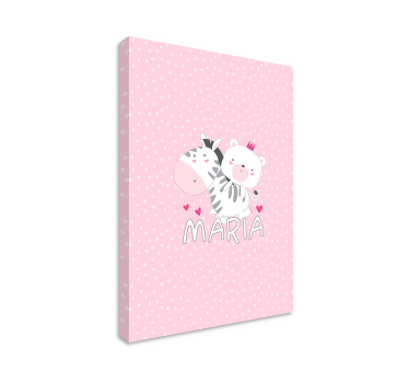 Quadro com nome Zebra e urso personalizado - TenStickers