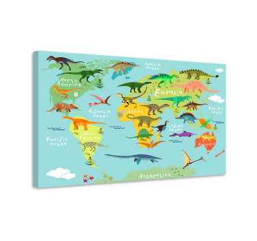 Cuadro mapamundi de dinosaurios - TenVinilo