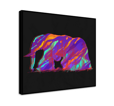 Elephants herd multicolor background canvas - TenStickers
