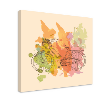 Vintage bicycle with flowers retro canvas art - TenStickers