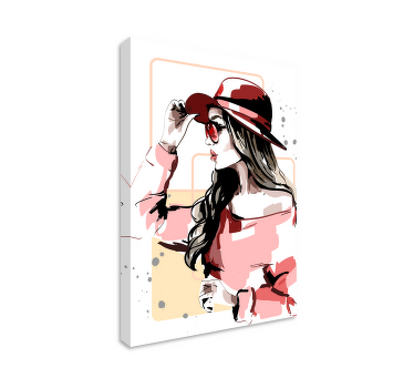 帽子帆布的优雅女人打印 - TenStickers
