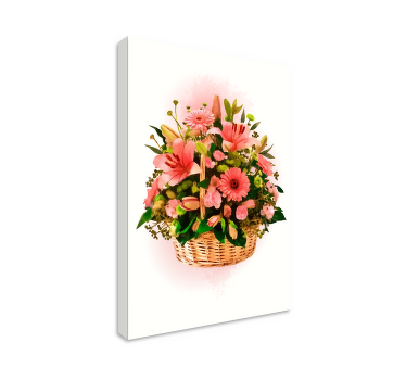 Quadro florais cesta de flores rosas - TenStickers